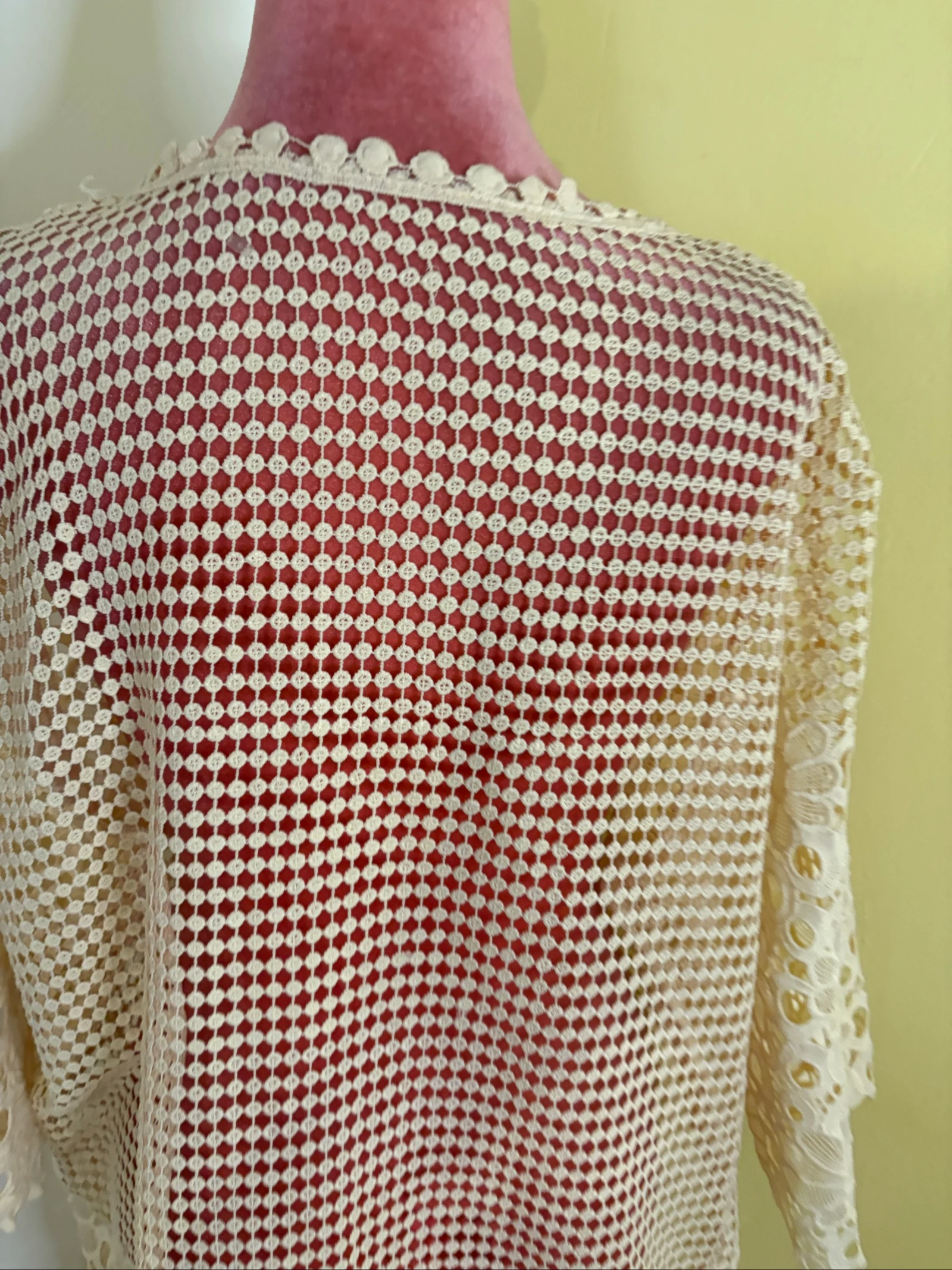 Kimono en Crochet Cru avec Dentelle Florale – photo 6